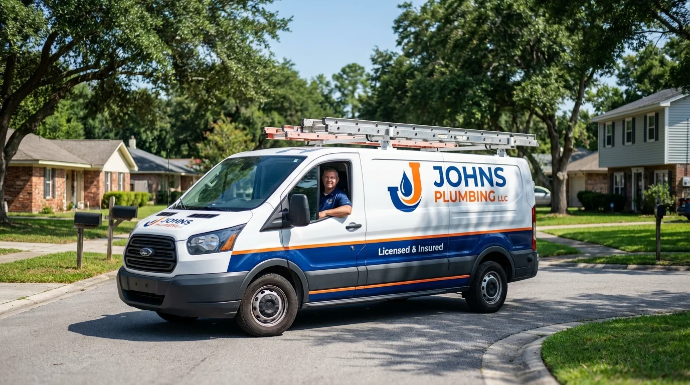 Johns Plumbing LLC service van in Altoona, IA