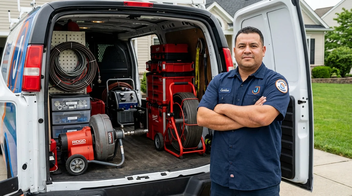 Professional drain cleaning equipment and Johns Plumbing LLC plumber in Altoona