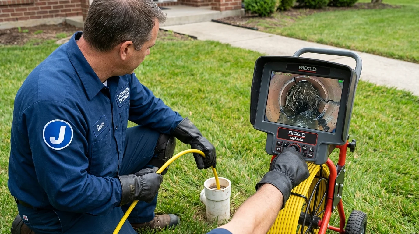 Sewer camera inspection being performed by Johns Plumbing LLC in Altoona